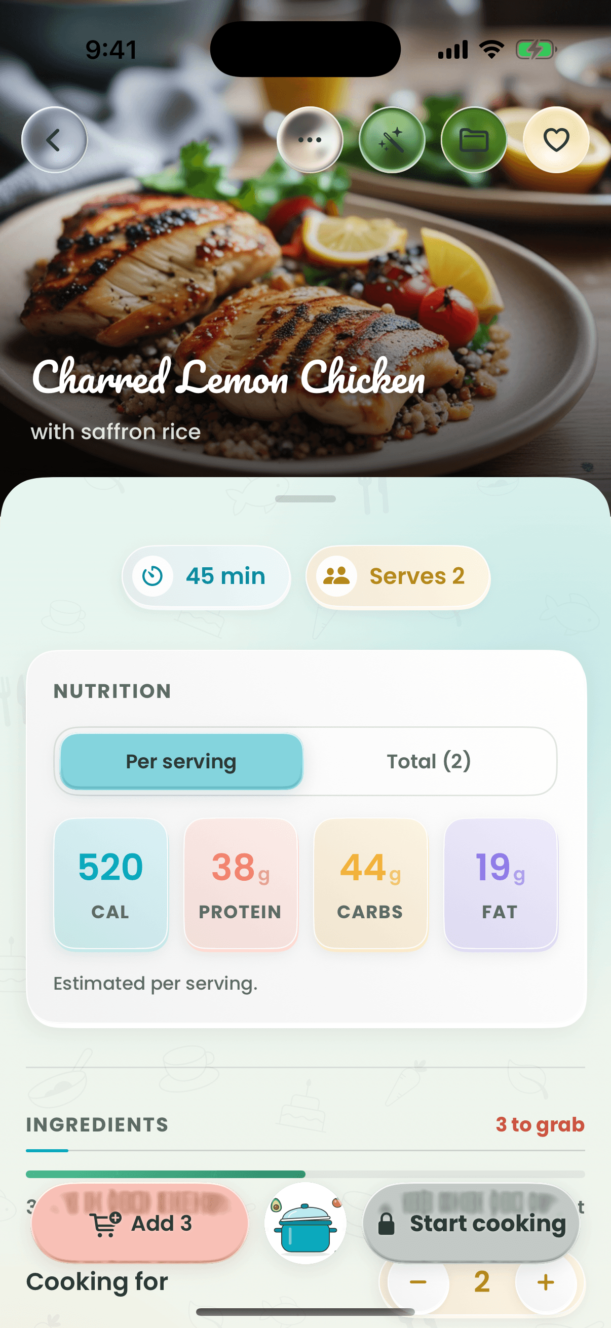 A recipe open on iPhone, ready to toss